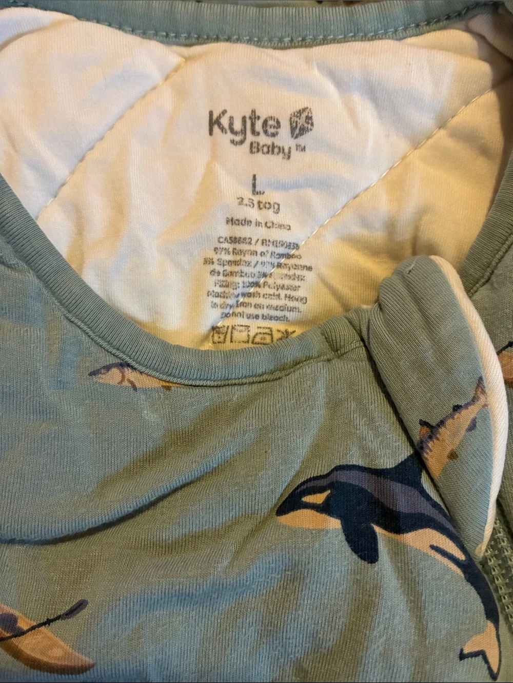Kyte BABY Seafoam Sleep Sack with green / Navy Dolphin Print
